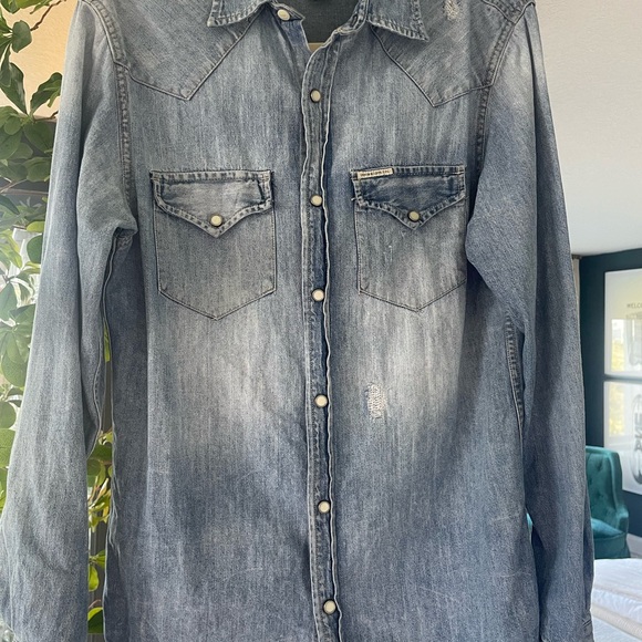 Ralph Lauren Denim & Supply Blue Denim Shirt with Pearl Snaps - Picture 2 of 8